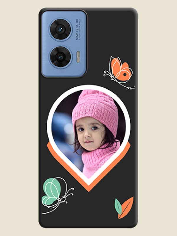 Custom Upload Pic With Simple Butterly Design On Space Black Custom Soft Matte Mobile Back Cover - Motorola G96 5G