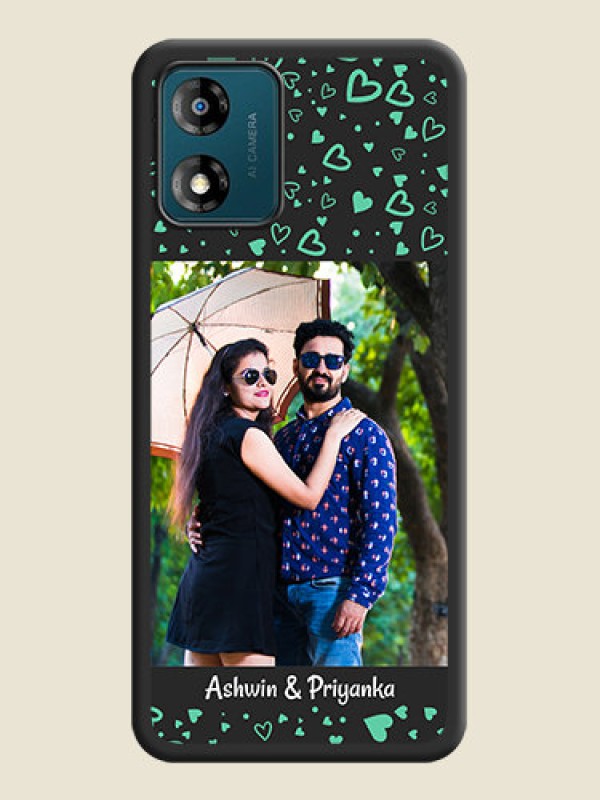 Custom Sea Green Indefinite Love Pattern on Photo on Space Black Soft Matte Mobile Cover - Motorola Moto E13