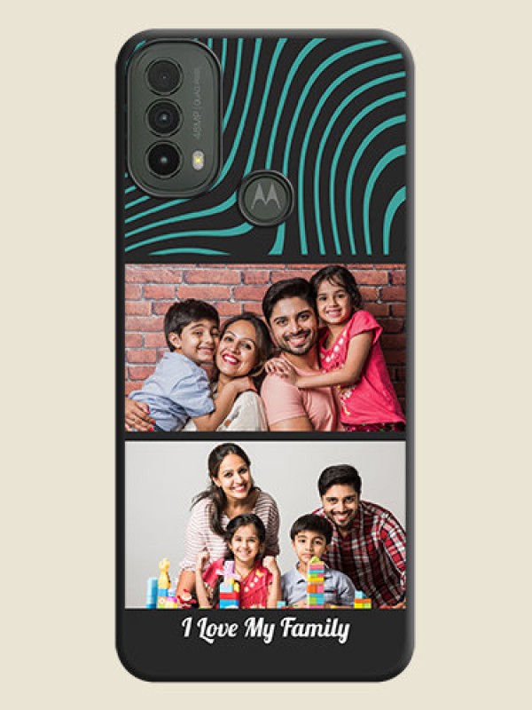 Custom Wave Pattern with 2 Image Holder On Space Black Custom Soft Matte Mobile Back Cover - Motorola Moto E30