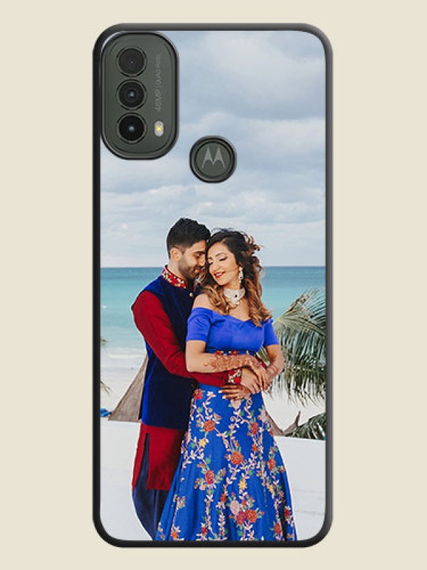 Custom Full Single Pic Upload On Space Black Custom Soft Matte Mobile Back Cover - Motorola Moto E30