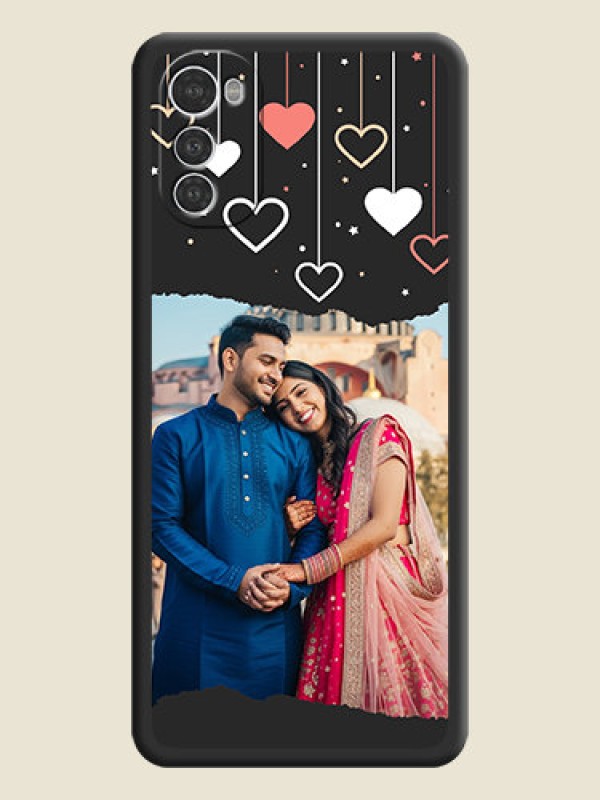 Custom Love Hangings with Splash Wave Picture on Space Black Custom Soft Matte Phone Back Cover - Motorola Moto E32s