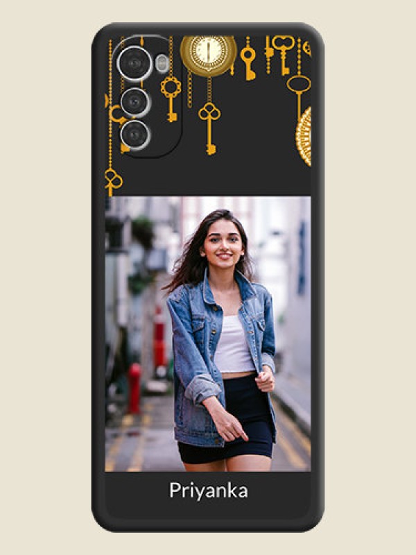 Custom Decorative Design with Text on Space Black Custom Soft Matte Back Cover - Motorola Moto E32s