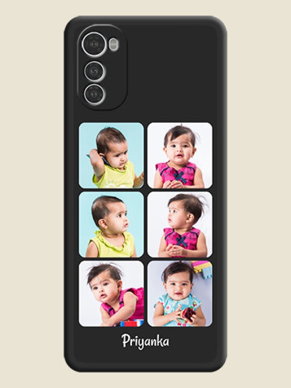 Custom Floral Art with 6 Image Holder on Photo on Space Black Soft Matte Mobile Case - Motorola Moto E32s