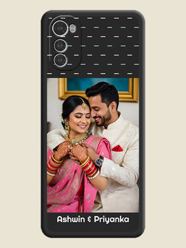 Custom Line Pattern Design with Text on Space Black Custom Soft Matte Phone Back Cover - Motorola Moto E32s