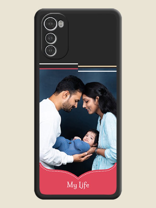 Custom Classic Plain Design with Name on Photo on Space Black Soft Matte Phone Cover - Motorola Moto E32s