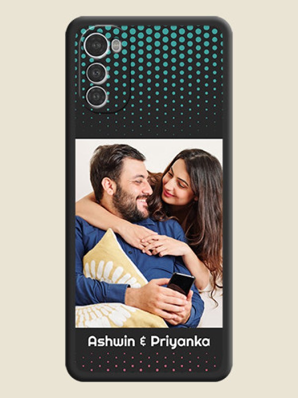 Custom Faded Dots with Grunge Photo Frame and Text on Space Black Custom Soft Matte Phone Cases - Motorola Moto E32s