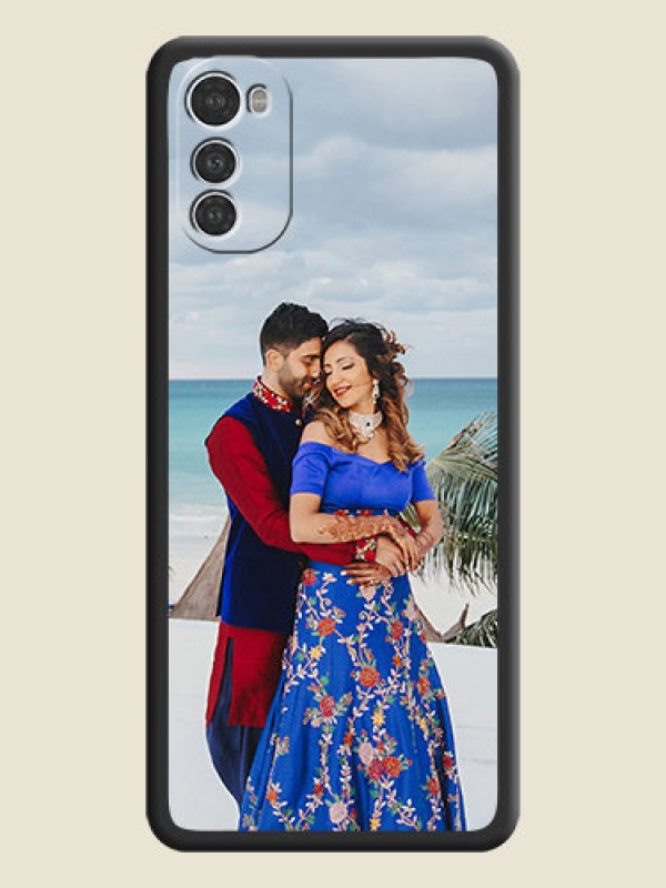 Custom Full Single Pic Upload On Space Black Personalized Soft Matte Phone Covers -Motorola Moto E32S