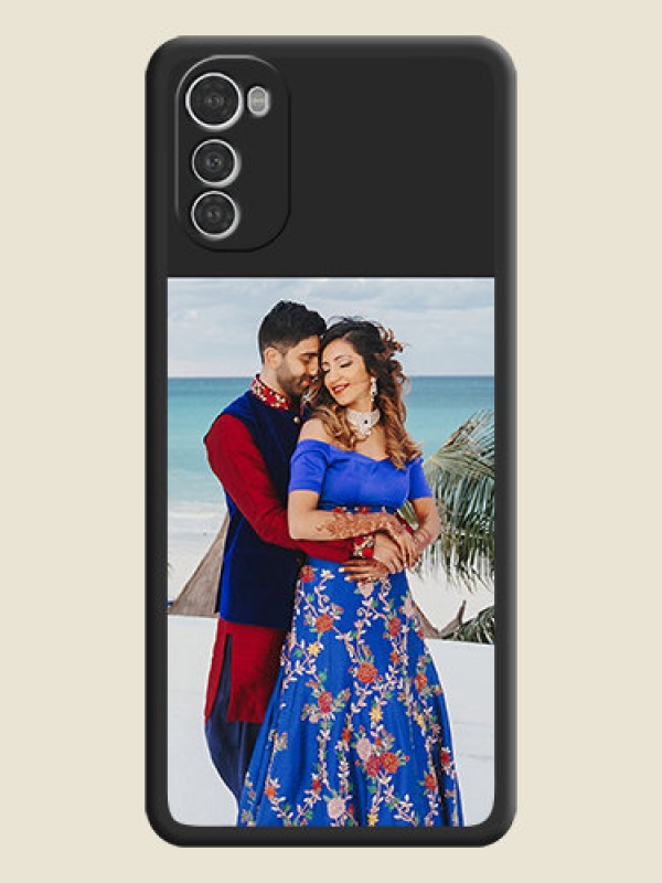 Custom Image Upload With Space Black Color On Custom Soft Matte Mobile Back Cover - Motorola Moto E32S