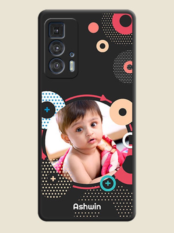 Custom Multicoloured Round Image on Personalised Space Black Soft Matte Cases - Moto Edge 20 Pro