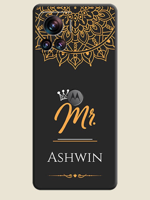 Custom Mr Name with Floral Design  on Personalised Space Black Soft Matte Cases - Motorola Moto Edge 30 Ultra