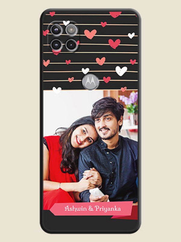Custom Love Pattern with Name on Pink Ribbon  on Photo on Space Black Soft Matte Back Cover - Motorola Moto G 5G