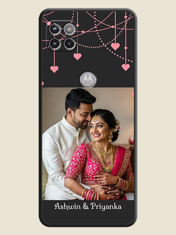 Custom Pink Love Hangings with Text on Space Black Custom Soft Matte Back Cover - Motorola Moto G 5G