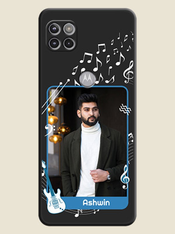 Custom Musical Theme Design with Text on Photo on Space Black Soft Matte Mobile Case - Motorola Moto G 5G