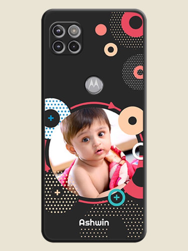 Custom Multicoloured Round Image on Personalised Space Black Soft Matte Cases - Motorola Moto G 5G