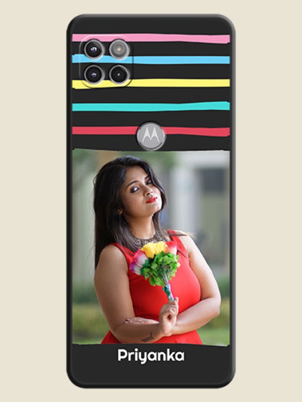 Custom Multicolor Lines with Image on Space Black Personalized Soft Matte Phone Covers - Motorola Moto G 5G