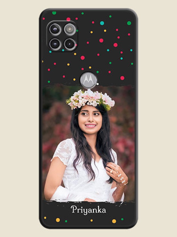 Custom Multicolor Dotted Pattern with Text on Space Black Custom Soft Matte Phone Back Cover - Motorola Moto G 5G