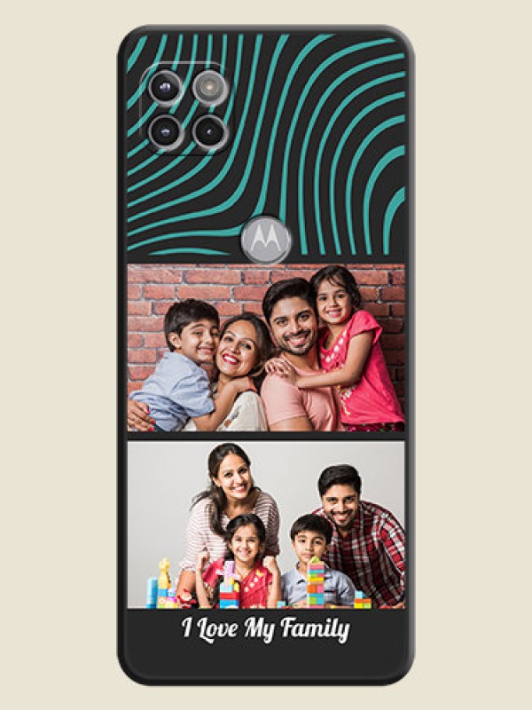 Custom Wave Pattern with 2 Image Holder on Space Black Personalized Soft Matte Phone Covers - Motorola Moto G 5G