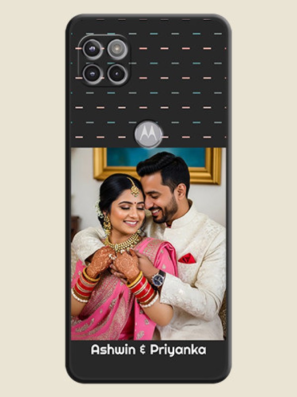 Custom Line Pattern Design with Text on Space Black Custom Soft Matte Phone Back Cover - Motorola Moto G 5G