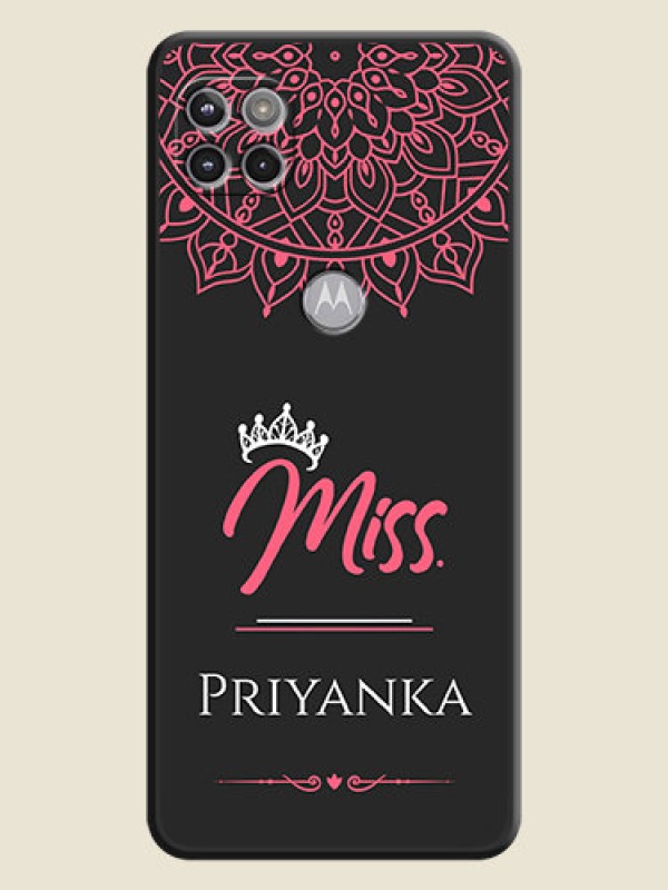 Custom Mrs Name with Floral Design on Space Black Personalized Soft Matte Phone Covers - Motorola Moto G 5G