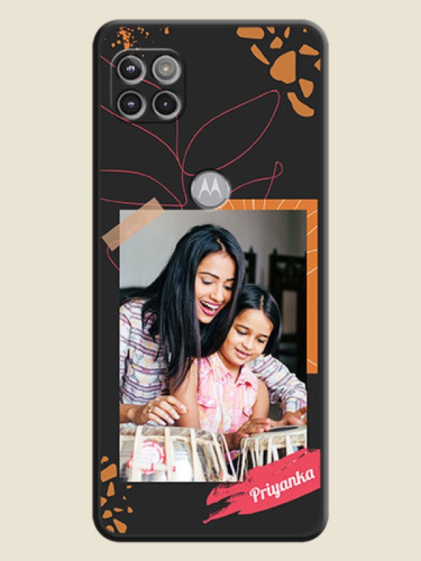 Custom Orange Photo Frame on Space Black Custom Soft Matte Phone Back Cover - Motorola Moto G 5G