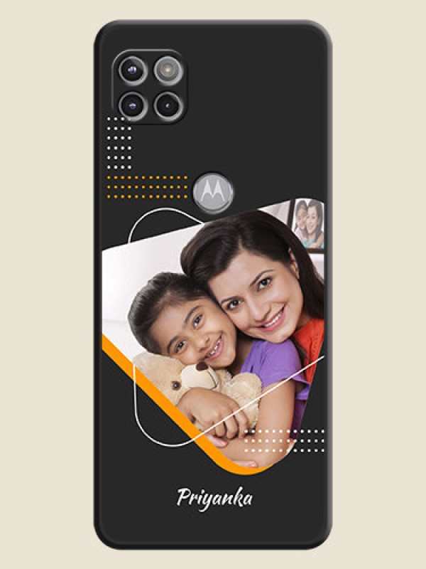 Custom Yellow Triangle on Photo on Space Black Soft Matte Phone Cover - Motorola Moto G 5G