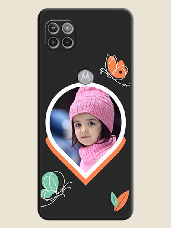 Custom Upload Pic With Simple Butterly Design On Space Black Personalized Soft Matte Phone Covers -Motorola Moto G 5G