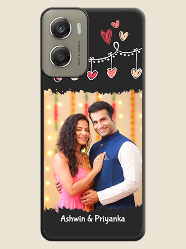 Custom Pink Love Hangings with Name On Space Black Custom Soft Matte Mobile Back Cover - Motorola Moto G06 Power