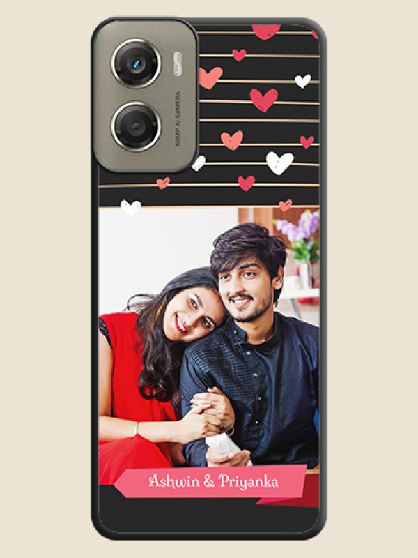 Custom Love Pattern with Name on Pink Ribbon on Photo On Space Black Custom Soft Matte Mobile Back Cover - Motorola Moto G06 Power