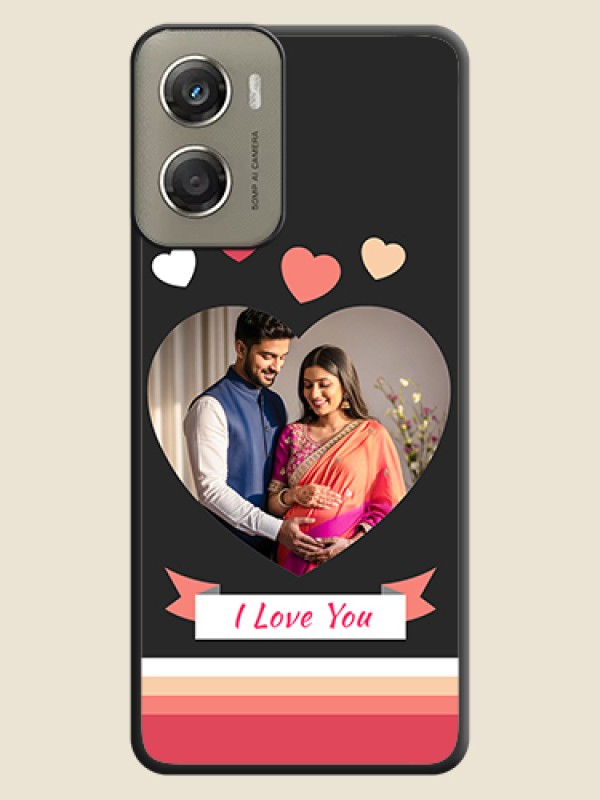 Custom Love Shaped Photo with Colorful Stripes On Space Black Custom Soft Matte Mobile Back Cover - Motorola Moto G06 Power