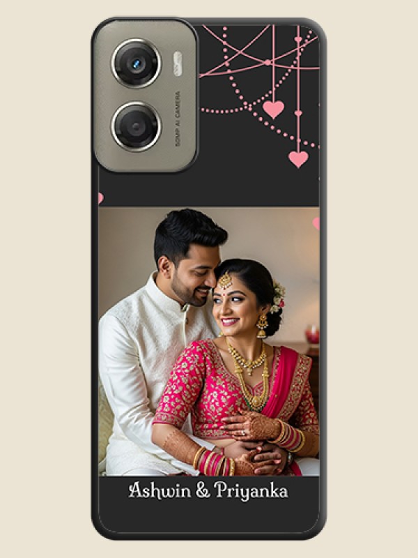 Custom Pink Love Hangings with Text On Space Black Custom Soft Matte Mobile Back Cover - Motorola Moto G06 Power