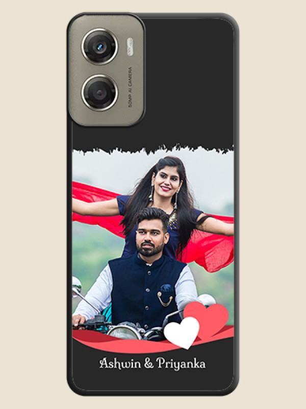 Custom Pin Color Love Shaped Ribbon Design with Text On Space Black Custom Soft Matte Mobile Back Cover - Motorola Moto G06 Power