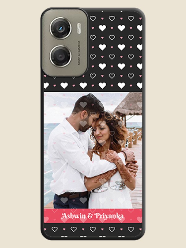 Custom White Color Love Symbols with Text Design on Photo On Space Black Custom Soft Matte Mobile Back Cover - Motorola Moto G06 Power