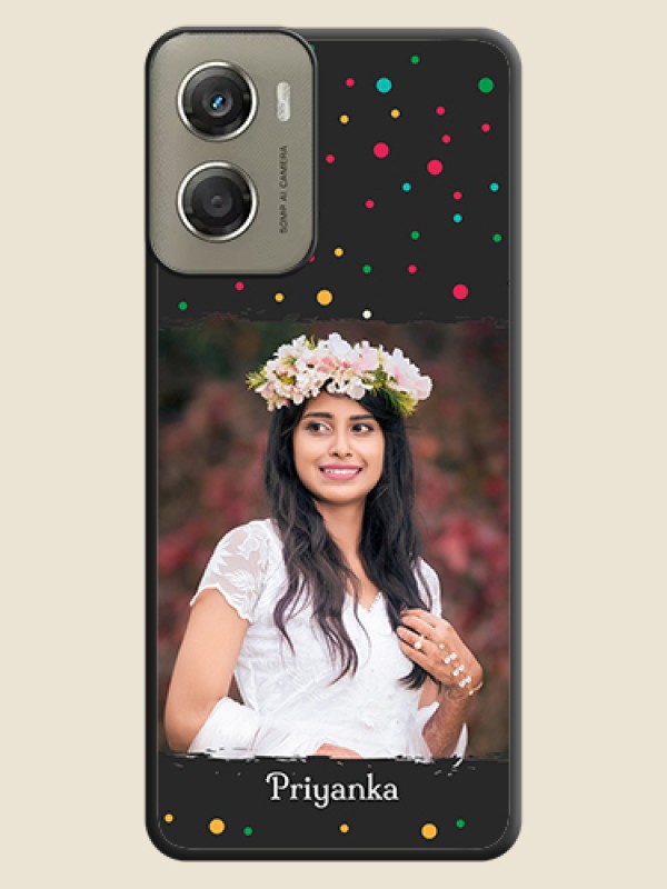 Custom Multicolor Dotted Pattern with Text On Space Black Custom Soft Matte Mobile Back Cover - Motorola Moto G06 Power