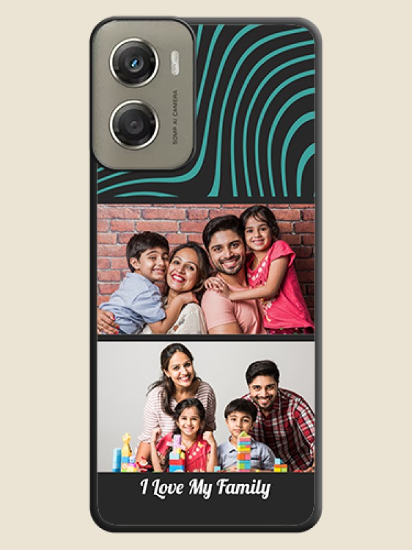 Custom Wave Pattern with 2 Image Holder On Space Black Custom Soft Matte Mobile Back Cover - Motorola Moto G06 Power