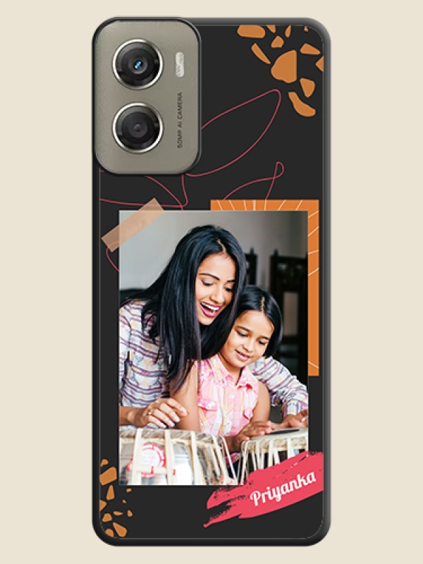 Custom Orange Photo Frame On Space Black Custom Soft Matte Mobile Back Cover - Motorola Moto G06 Power