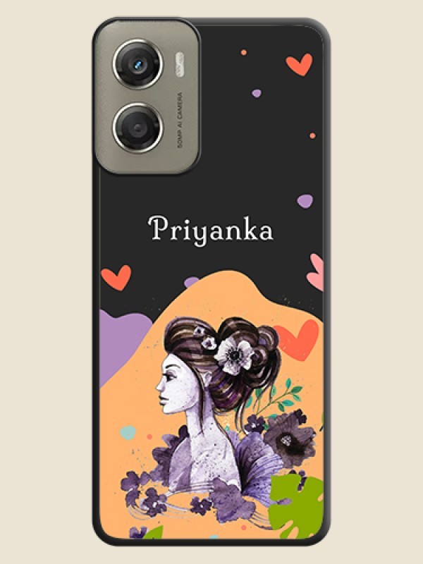 Custom Namecase For Her With Fancy Lady Image On Space Black Custom Soft Matte Mobile Back Cover - Motorola Moto G06 Power