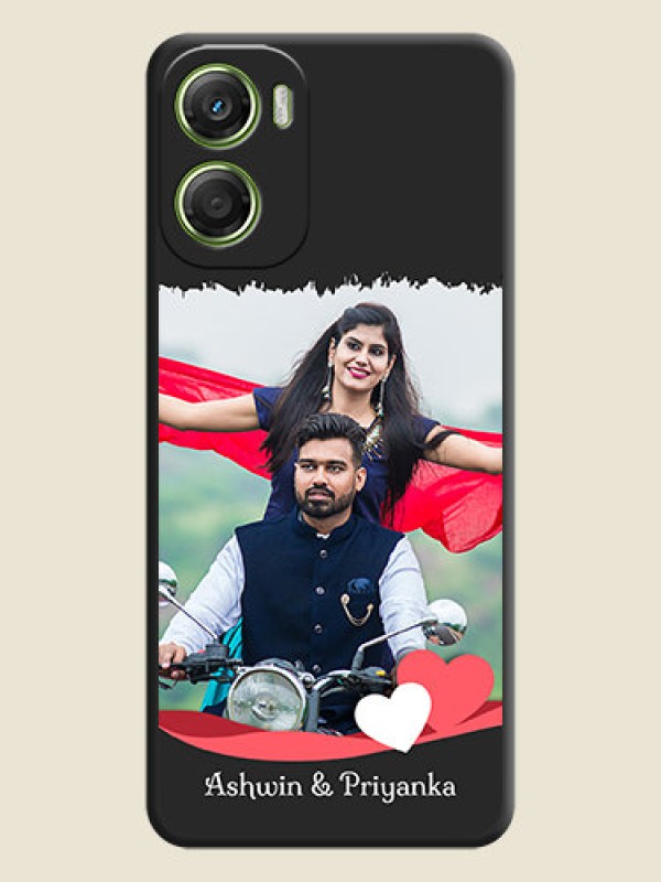 Custom Pin Color Love Shaped Ribbon Design with Text On Space Black Custom Soft Matte Mobile Back Cover - Motorola Moto G06