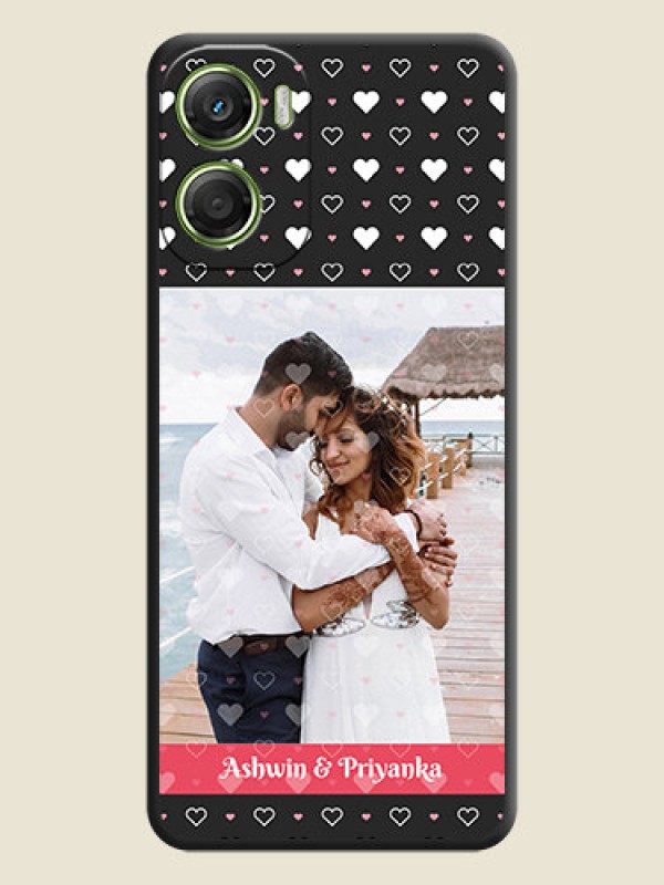 Custom White Color Love Symbols with Text Design on Photo On Space Black Custom Soft Matte Mobile Back Cover - Motorola Moto G06