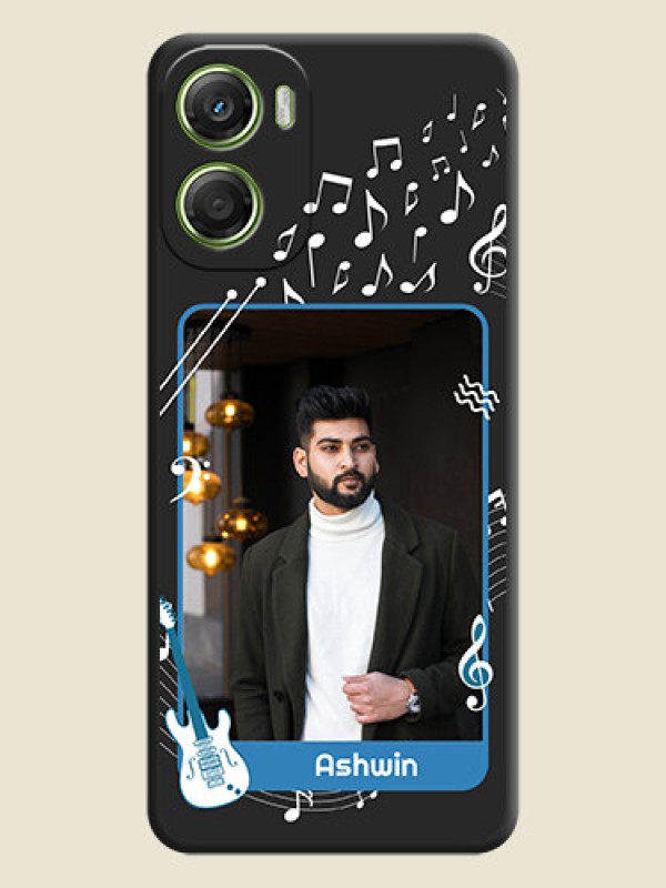 Custom Musical Theme Design with Text on Photo On Space Black Custom Soft Matte Mobile Back Cover - Motorola Moto G06