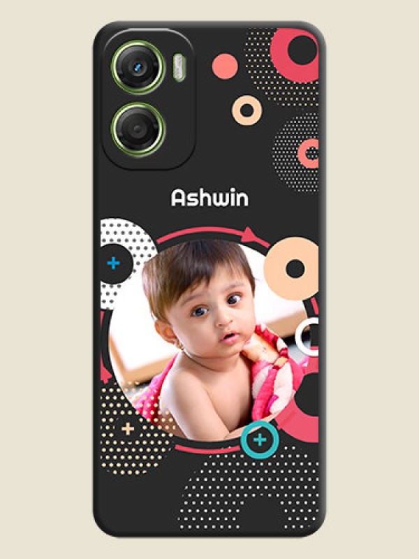 Custom Multicoloured Round Image On Space Black Custom Soft Matte Mobile Back Cover - Motorola Moto G06