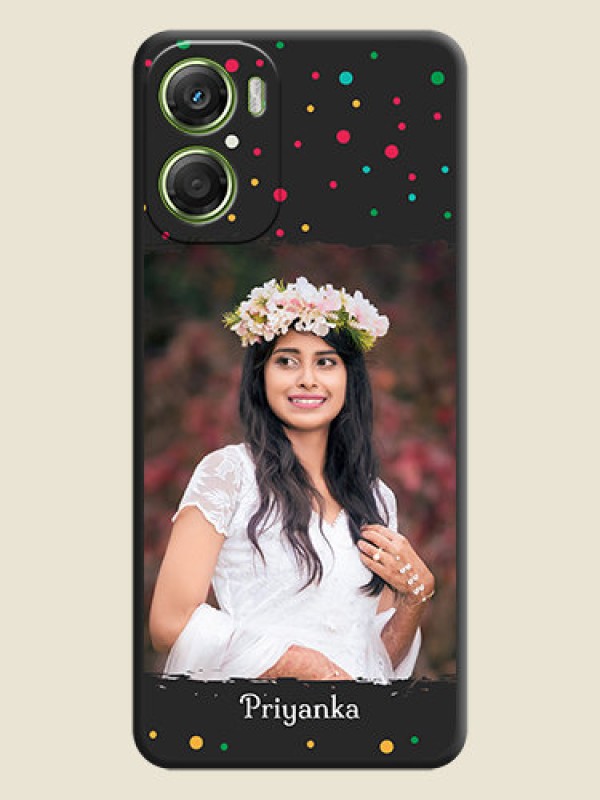 Custom Multicolor Dotted Pattern with Text On Space Black Custom Soft Matte Mobile Back Cover - Motorola Moto G06