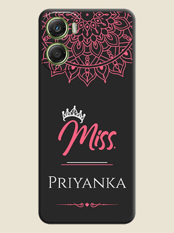 Custom Mrs Name with Floral Design On Space Black Custom Soft Matte Mobile Back Cover - Motorola Moto G06