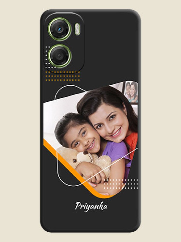 Custom Yellow Triangle on Photo On Space Black Custom Soft Matte Mobile Back Cover - Motorola Moto G06