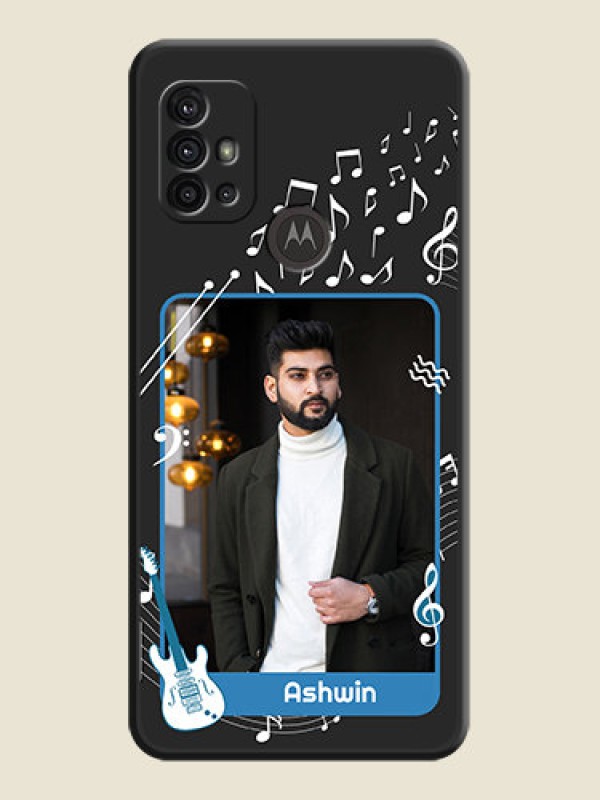 Custom Musical Theme Design with Text on Photo on Space Black Soft Matte Mobile Case - Moto G10 Power