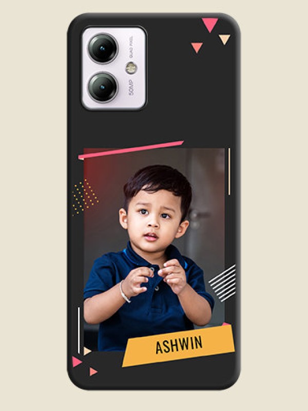 Custom Photo Frame with Triangle Small Dots - Photo on Space Black Soft Matte Back Cover - Moto G14