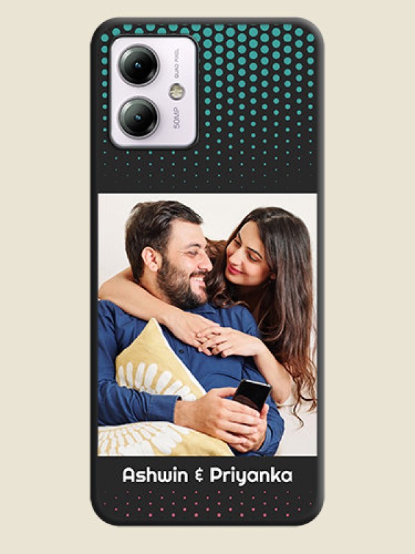 Custom Faded Dots with Grunge Photo Frame and Text on Space Black Custom Soft Matte Phone Cases - Moto G14