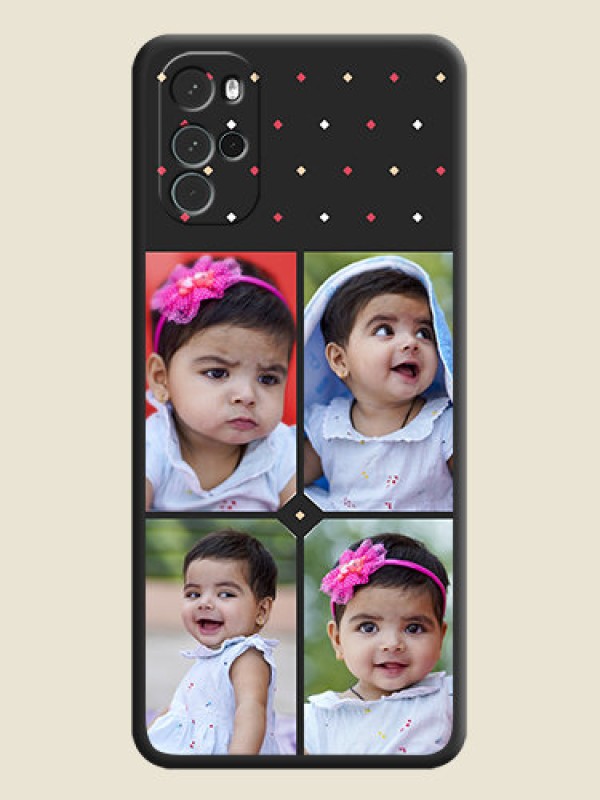 Custom Multicolor Dotted Pattern with 4 Image Holder on Space Black Custom Soft Matte Phone Cases - Moto G22
