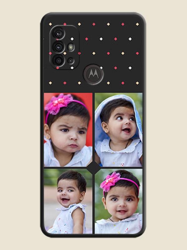 Custom Multicolor Dotted Pattern with 4 Image Holder on Space Black Custom Soft Matte Phone Cases - Motorola Moto G30