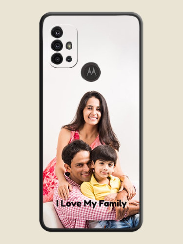 Custom Full Single Pic Upload With Text On Space Black Personalized Soft Matte Phone Covers -Motorola Moto G30