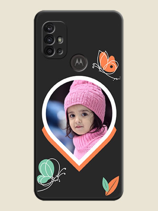 Custom Upload Pic With Simple Butterly Design On Space Black Personalized Soft Matte Phone Covers -Motorola Moto G30